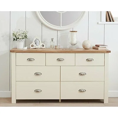 Oak&More Ex-display Somerset Oak and Cream 3 Over 4 Drawer Chest