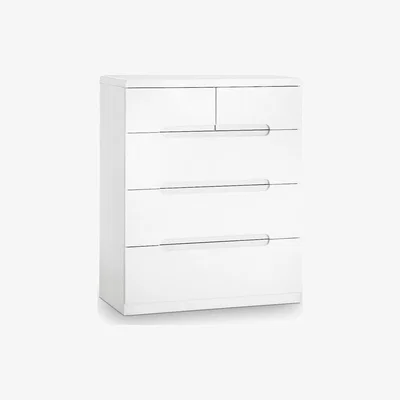Oak&More London White High Gloss 2 Over 3 Drawer Chest
