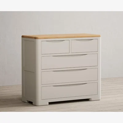 Oak&More Alba Oak and Soft White Painted 2 Over 3 Chest of Drawers
