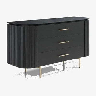 Olivia's Tommy Franks Lantine Oak 3 Drawer Dresser in Matte Black