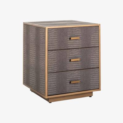Olivia's Richmond Classio 3 Drawers Vegan Leather Brushed Gold Chest of Drawers