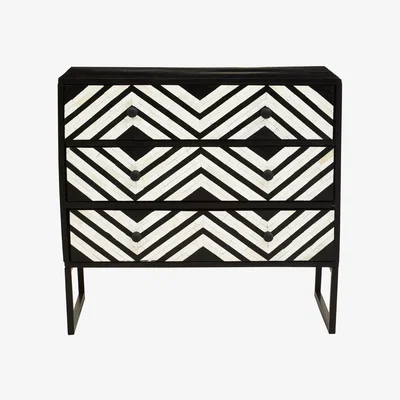 Olivia's Olivia's Flori 3 Drawer Chest of Drawers in Black & White