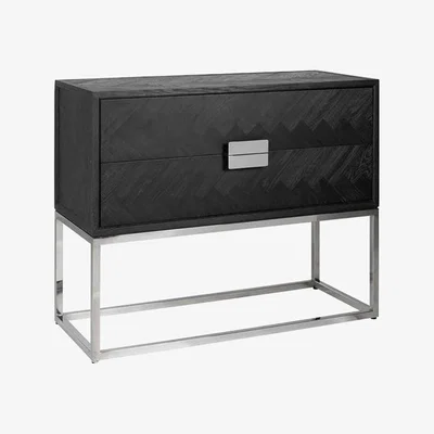 Olivia's Richmond Blackbone 2 Drawers Silver Chest of Drawers