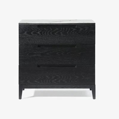 Olivia's Twenty Ten Orchid Marble 3 Drawer Chest Drawers Black