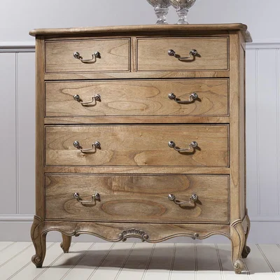 Olivia's Gallery Interiors Chic 5 Drawer Chest in Weathered Wood