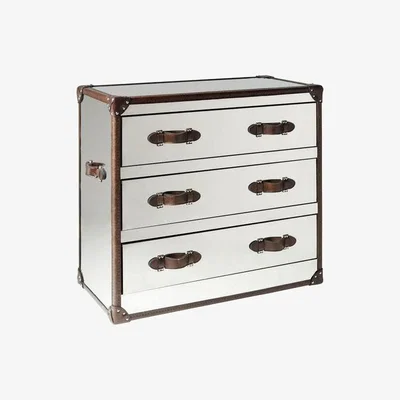 Olivia's Andrew Martin Howard Steel & Leather Chest of Drawers