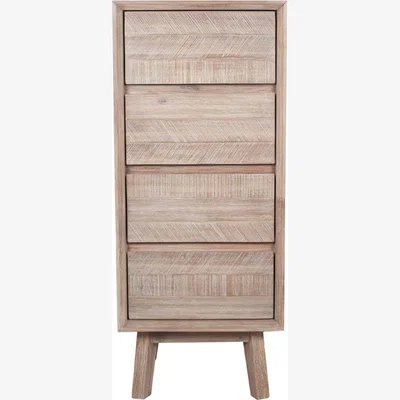 Olivia's Olivia's Melville Acacia Wood 4 Drawer Tall Boy in Sand Wash