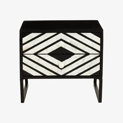 Olivia's Olivia's Flori 2 Drawer Chest of Drawers in Black & White