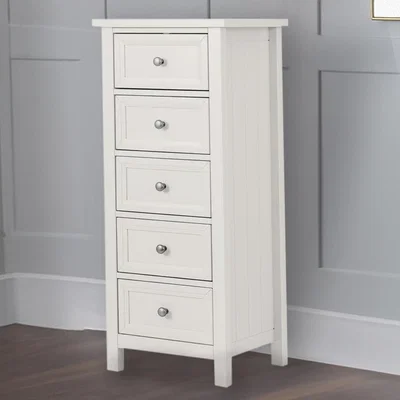 Downtown Julian Bowen Maine 5 Drawer Tall Chest - Surf White In SurfWhite