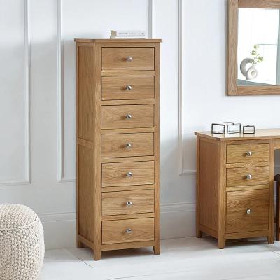 Downtown Julian Bowen Mallory 7 Drawer Narrow Chest In LightWood