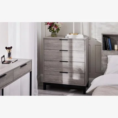 Downtown Julian Bowen Bali 4 Drawer Chest - Grey Oak In GreyOak