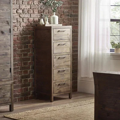 Downtown Julian Bowen Heritage 5 Drawer Tallboy In DarkWood