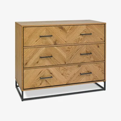 Downtown Vaughan Chevron Oak 3 Drawer Chest