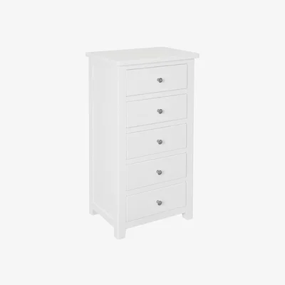 Downtown Cannes 5 Drawer Narrow Chest - Painted White