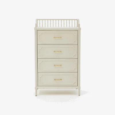 Oliver Bonas Bambou Cream Mahogany Tallboy Chest of Drawers