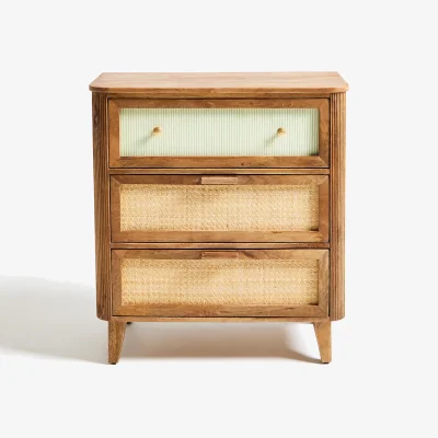Oliver Bonas Tinta Green Stripe Mango Wood Chest of Drawers