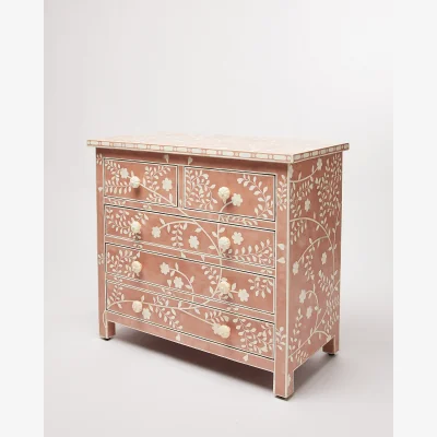 Oliver Bonas Lohko Rose Pink Floral Inlay Chest of Drawers