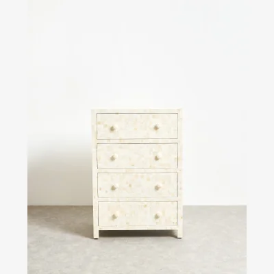 Oliver Bonas Chequerboard Cream Bone Tallboy Chest of Drawers