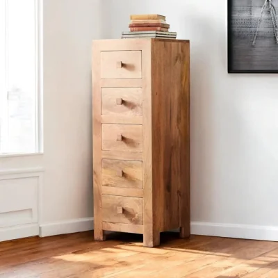 OAT Home Tibradden Wooden Tall Chest of 5 Drawers