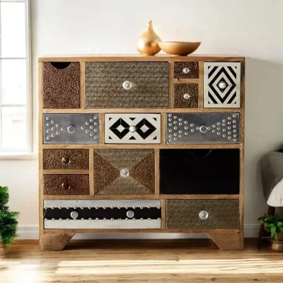OAT Home Donegal Wooden Chest of 14 Drawers