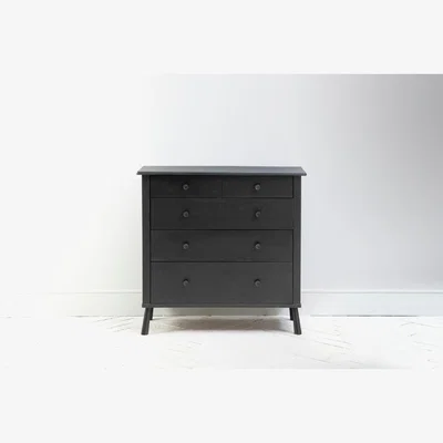 Perch and Parrow Rebecca Oak Chest of Five Drawers in Black