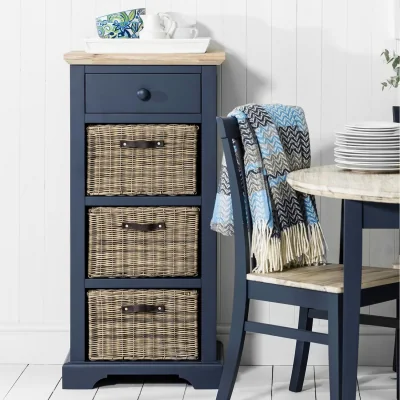 The Range Florence Tallboy With Drawer and Storage Baskets - Navy Blue