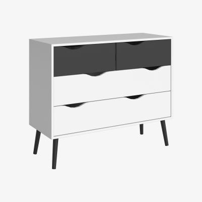 The Range Toyen Chest of Four Drawers - White and Black Matt