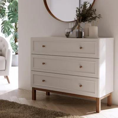 The Range Wensley 3 Drawer Chest in Light Grey and Oak - Light Grey & Oak