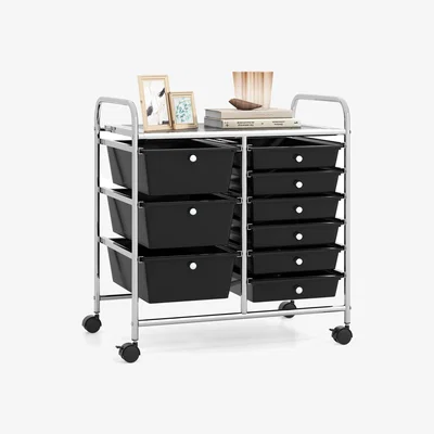 The Range Rolling Storage Cart with 9 Drawer - Black