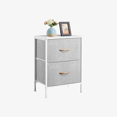 The Range 2-Drawer Fabric Storage Tower - Light Grey