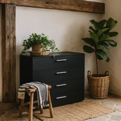 The Range Daejeon 4 Drawer Gloss Wooden Chest of Drawers - Black