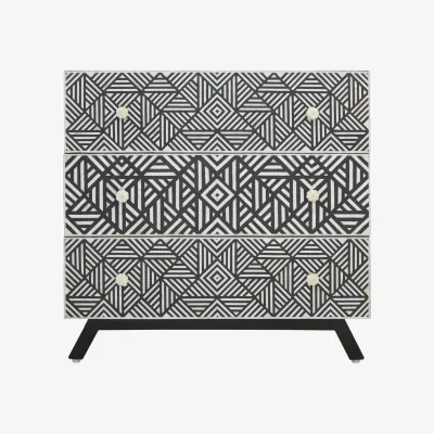 The Range Fusion Black and Mother of Pearl Chest of 3 Drawers - Black