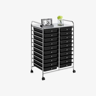 The Range 20 Drawer Rolling Storage Trolley Cart - Black