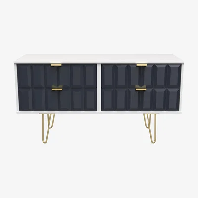 The Range Cube Ready Assembled 4 Drawer Bed Box - Indigo & White Matt