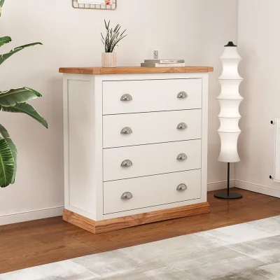 The Range Tropea 4 Drawer Chest - White / Brass