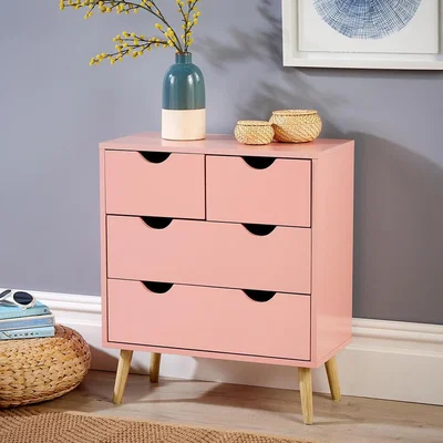 The Range Skara 4 Drawer Chest Bedroom Storage Unit - Pink