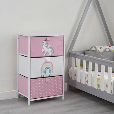The Range Kids 3 Drawer Storage Unit - Pink and White