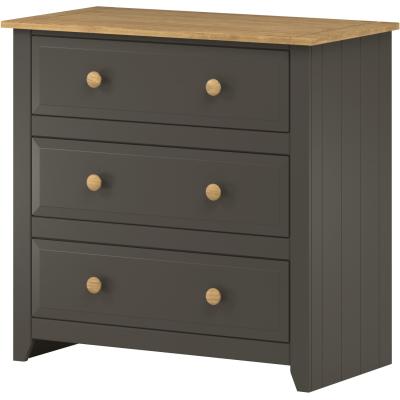 The Range Capri Carbon 3 Drawer Chest  - Carbon Grey & Antique Waxed Pine