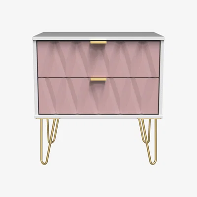 The Range Diamond Ready Assembled 2 Drawer Midi Chest - Kobe Pink & White