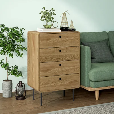 The Range HOMCOM Chest of Drawers with 4 Drawers Dresser for Bedroom - Oak