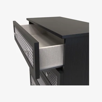 The Range Rattan Ready Assembled 5 Drawer Chest - Rattan & Smooth Black