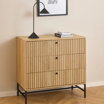 The Range Albany Chest of 3 Drawers in Oak/Black Legs - Oak & Black