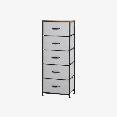 The Range 5 Fabric Drawer Bedroom Dresser With Wooden Top - Brown