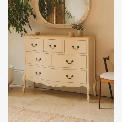 The Range Juliette 6 Drawer Chest - Champagne / swan shape metal handles