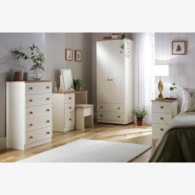 The Range Warwick Ready Assembled 4 Drawer Chest - Cream Ash & Modern Oak