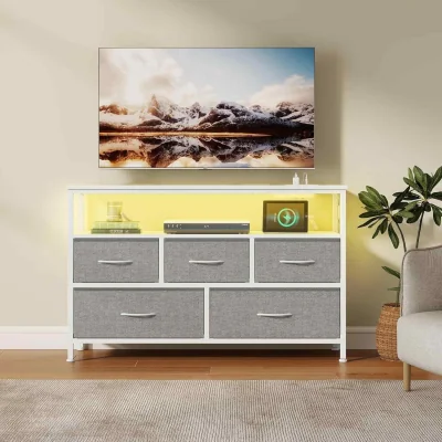 The Range Fabric Chest of Drawers Steel Frame, Grey - Dove Grey