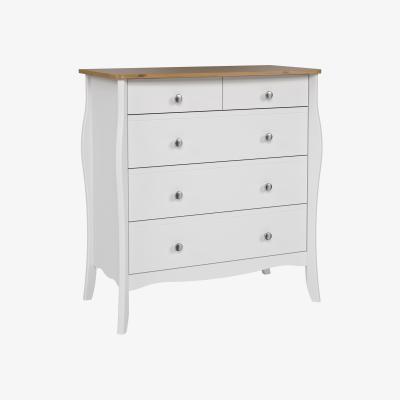 The Range Baroque 6-Drawer Chest - White & Pine