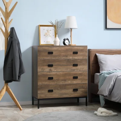 The Range HOMCOM Chest of Drawers, 4-Drawer Storage Organiser Unit - Brown