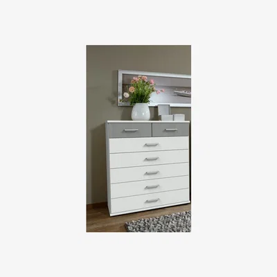 The Range Click White and Grey 5 And 2 Chest of Drawer - White and Grey