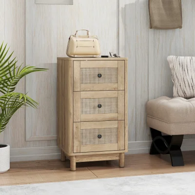 The Range HOMCOM 3 Drawer Chest of Drawers, Storage Unit for Living Room - Oak